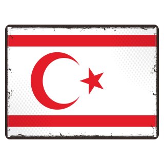 Blechschild "Flagge Nordzypern Retro" 40 x 30 cm Dekoschild Nationalflaggen