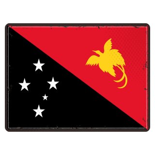Blechschild "Flagge Papua Neuguinea Retro" 40 x 30 cm Dekoschild Länderflagge