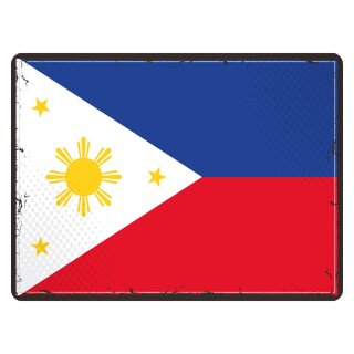Blechschild "Flagge Philippinen Retro" 40 x 30 cm Dekoschild Länderfahnen