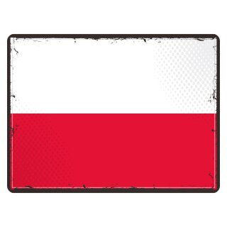 Blechschild "Flagge Polen Retro" 40 x 30 cm Dekoschild Polen Flagge