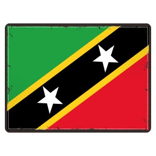 Blechschild "Flagge St. Kitts und Nevis St. Kitts Retro" 40 x 30 cm Dekoschild Fahnen