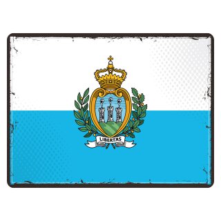 Blechschild "Flagge San Marino Retro" 40 x 30 cm Dekoschild Länderflagge