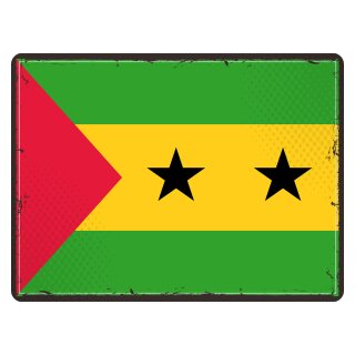Blechschild "Flagge São Tomé und Príncipe São Tomé Retro" 40 x 30 cm Dekoschild Fahnen