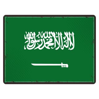 Blechschild "Flagge Saudi-Arabien Retro" 40 x 30 cm Dekoschild Länderfahnen