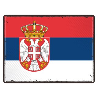 Blechschild "Flagge Serbien Retro" 40 x 30 cm Dekoschild Fahnen