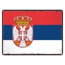 Blechschild "Flagge Serbien Retro" 40 x 30 cm...