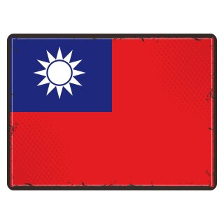Blechschild "Flagge Taiwan Retro" 40 x 30 cm Dekoschild Taiwan Flagge