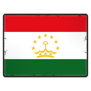 Blechschild "Flagge Tadschikistan Retro" 40 x 30 cm Dekoschild Länderflagge