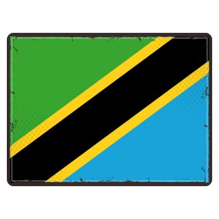 Blechschild "Flagge Tansania Retro" 40 x 30 cm Dekoschild Fahnen
