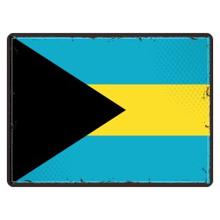 Blechschild "Flagge Bahamas Retro" 40 x 30 cm Dekoschild Länderfahnen
