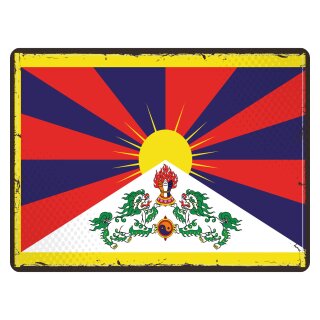 Blechschild "Flagge Tibet Retro" 40 x 30 cm Dekoschild Tibet Flagge