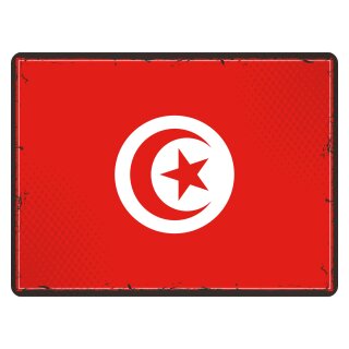 Blechschild "Flagge Tunesien Retro" 40 x 30 cm Dekoschild Tunesien Flagge