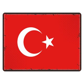 Blechschild "Flagge Türkei Retro" 40 x 30 cm Dekoschild Länderflagge