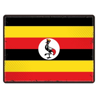 Blechschild "Flagge Uganda Retro" 40 x 30 cm Dekoschild Länderfahnen