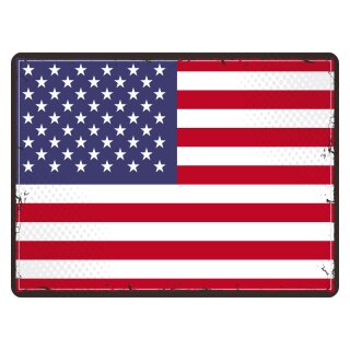 Blechschild "Flagge Vereinigte Staaten Retro" 40 x 30 cm Dekoschild Länderfahnen