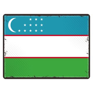 Blechschild "Flagge Usbekistan Retro" 40 x 30 cm Dekoschild Usbekistan Flagge