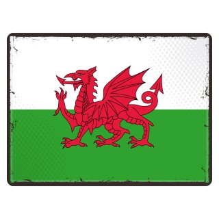 Blechschild "Flagge Wales Retro" 40 x 30 cm Dekoschild Wales Flagge