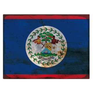 Blechschild "Flagge Belize Rusty Look" 40 x 30 cm Dekoschild Belize Flagge