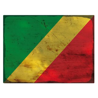 Blechschild "Flagge Kongo Rusty Look" 40 x 30 cm Dekoschild Länderflagge
