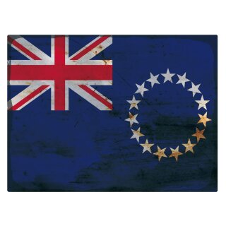 Blechschild "Flagge Cookinseln Rusty Look" 40 x 30 cm Dekoschild Fahnen