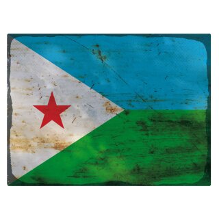 Blechschild "Flagge Dschibuti Rusty Look" 40 x 30 cm Dekoschild Dschibuti Flagge
