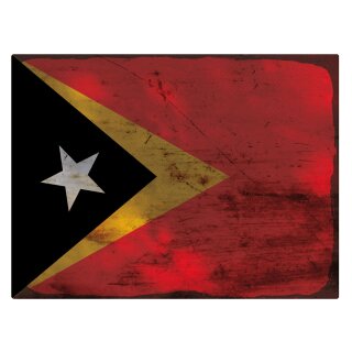 Blechschild "Flagge Osttimor Rusty Look" 40 x 30 cm Dekoschild Nationalflaggen