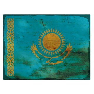 Blechschild "Flagge Kasachstan Rusty Look" 40 x 30 cm Dekoschild Länderfahnen