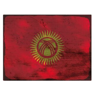 Blechschild "Flagge Kirgisistan Rusty Look" 40 x 30 cm Dekoschild Kirgisistan Flagge