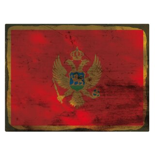 Blechschild "Flagge Montenegro Rusty Look" 40 x 30 cm Dekoschild Länderflagge