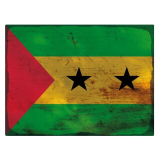Blechschild "Flagge Sao Tome und Principe Sao Tome Rusty Look" 40 x 30 cm Dekoschild São Tomé und Príncipe Flagge