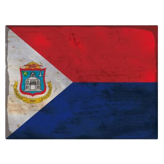 Blechschild "Flagge St. Maarten Rusty Look" 40 x 30 cm Dekoschild Nationalflaggen