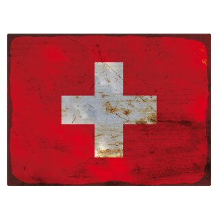 Blechschild "Flagge Schweiz Rusty Look" 40 x 30 cm Dekoschild Länderflagge