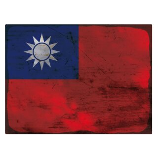 Blechschild "Flagge Taiwan Rusty Look" 40 x 30 cm Dekoschild Nationalflaggen