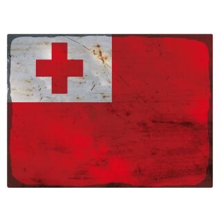 Blechschild "Flagge Tonga Rusty Look" 40 x 30 cm Dekoschild Länderflagge