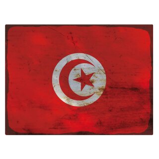 Blechschild "Flagge Tunesien Rusty Look" 40 x 30 cm Dekoschild Nationalflaggen