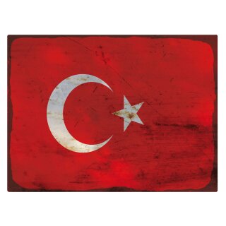 Blechschild "Flagge Türkei Rusty Look" 40 x 30 cm Dekoschild Länderfahnen
