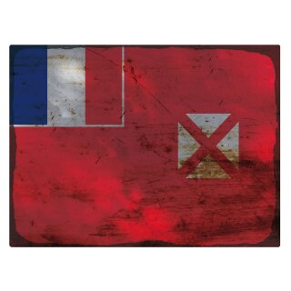 Blechschild "Flagge Wallis und Futuna Rusty Look" 40 x 30 cm Dekoschild Länderfahnen