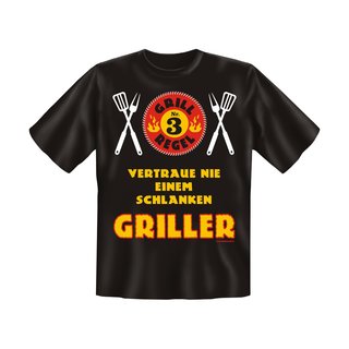 T-Shirt mit Motiv/Spruch schlanker Griller Größe XL