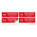 Aufkleber "Keine Werbung!" Stop, Rot, Folie, 100 x 30 mm, 4 Stück/Bogen, Sticker für Briefkasten