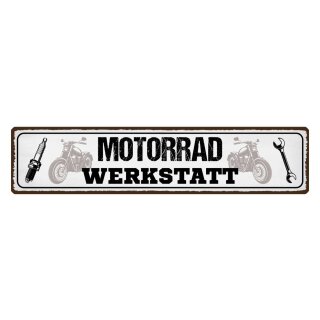 Blechschild "Motorrad Werkstatt" 46 x 10 cm Dekoschild Motorradwerkstatt