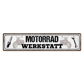 Blechschild "Motorrad Werkstatt" 46 x 10 cm Dekoschild Motorradwerkstatt