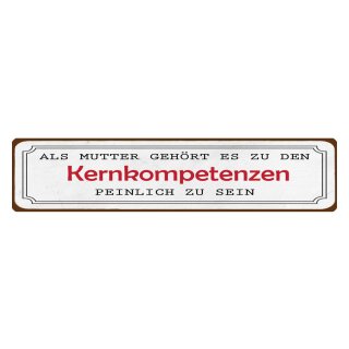 Blechschild "Als Mutter gehört es Kompetenzen" 46 x 10 cm Dekoschild Mutter