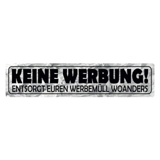 Blechschild "Keine Werbung, entsorgt woanders" 46 x 10 cm Dekoschild Info Werbung