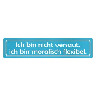 Blechschild "Nicht versaut, moralisch flexibel" 46 x 10 cm Dekoschild Lebensmotto