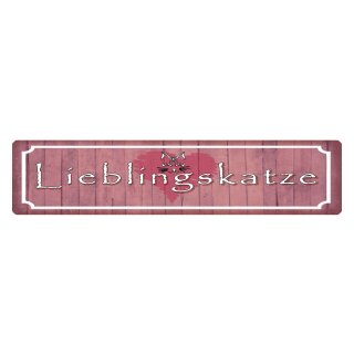 Blechschild "Lieblingskatze Herz" 46 x 10 cm Dekoschild Tierspruch