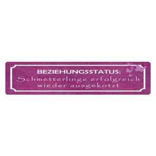 Blechschild "Beziehungsstatus Schmetterlinge" 46 x 10 cm Dekoschild Gefühl