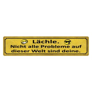 Blechschild "Lächle nicht alle Problem deine" 46 x 10 cm Dekoschild Lachen