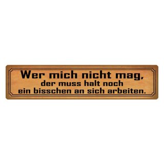 Blechschild "Wer mich nicht mag muss an sich arbeiten" 46 x 10 cm Dekoschild Freunde