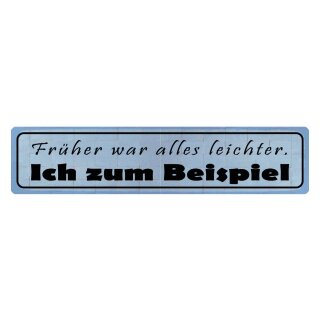 Blechschild "Früher alles leichter, ich zum Beispiel" 46 x 10 cm Dekoschild Veränderung