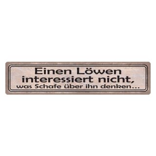 Blechschild "Löwen interessiert Schafe nicht" 46 x 10 cm Dekoschild König